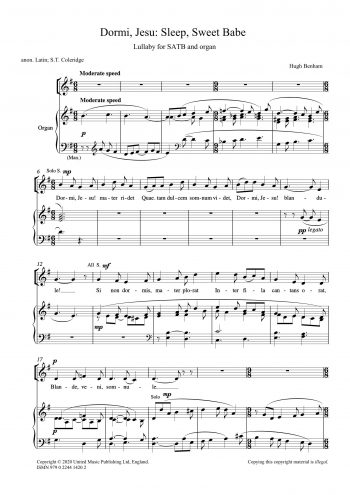 BENHAM, Hugh: Dormi Jesu: Sleep, Sweet Babe
