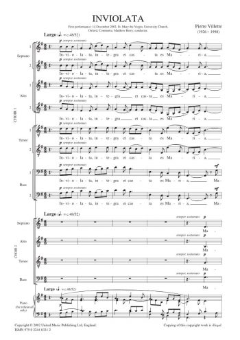 VILLETTE, Pierre : Inviolata Op.66