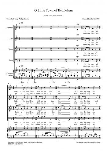 LAMBERT, Richard : O Little Town of Bethlehem (SATB)
