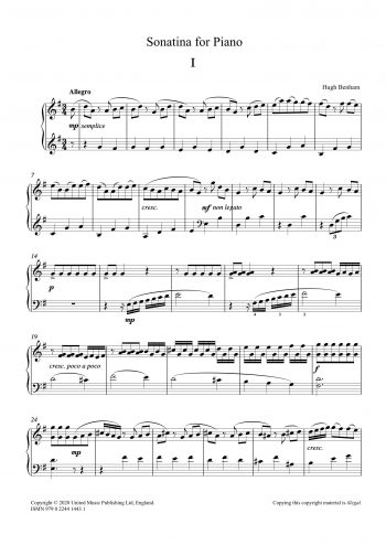 BENHAM, Hugh : Sonatina (piano)