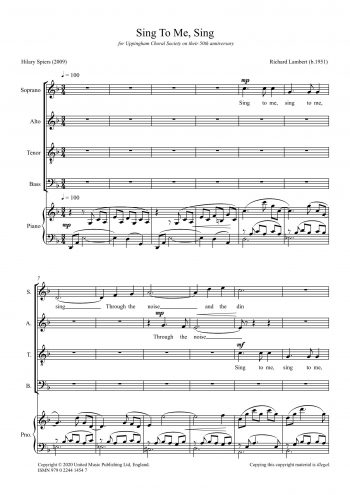 LAMBERT, Richard : Sing to me, Sing