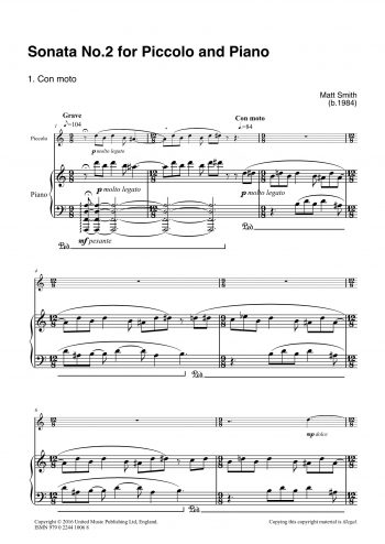 SMITH, Matt : Sonata No.2 for Piccolo & Piano