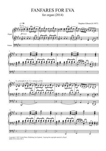 GIBSON, Stephen : Fanfares for Eva (organ)