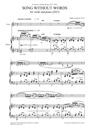 LEACH, Helen : Song without Words